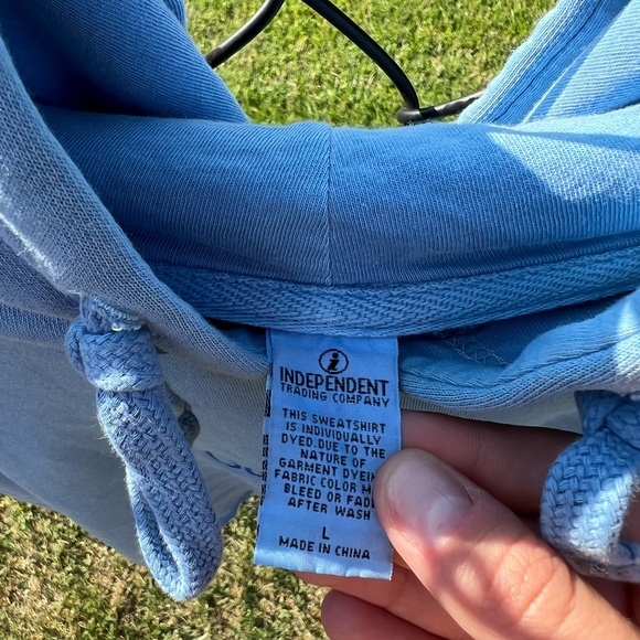 “Good Energy” hoodie in size large with wording “Thru the Lows” on one sleeve. - Picture 4 of 4